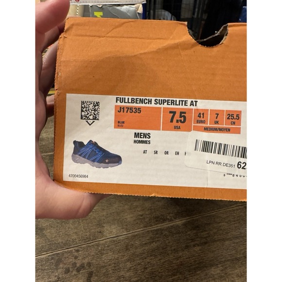 Merrell Mens 7.5 Fullbench Superlite Alloy Toe Blue Sneakers Work Shoes J17535 - Picture 9 of 11